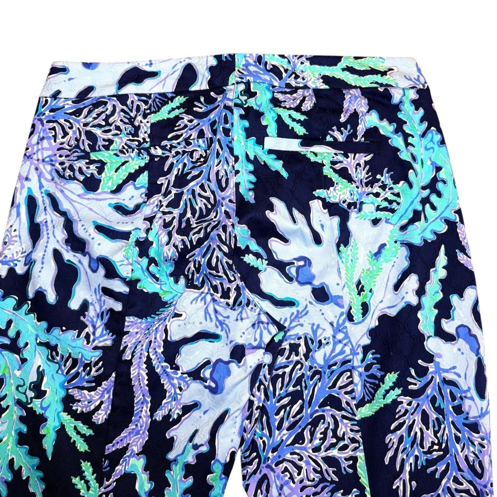 Lilly Pulitzer Kelly Ankle Pants Blue Green Coral Reef Print Stretch Womens 6 - Picture 7 of 10